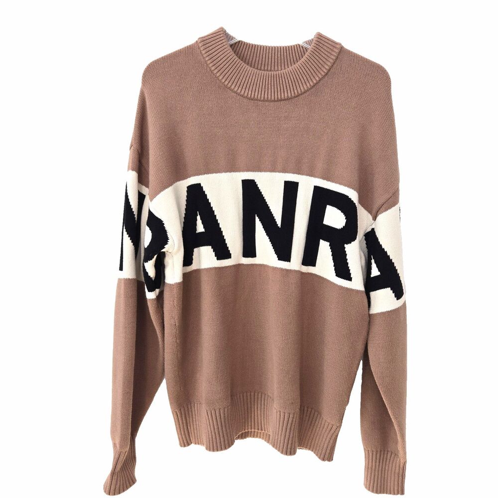 ANR+ Alp N Rock Logo Sweater Unisex Medium Logo Ski Heavy Latte Brown Luxury LN
